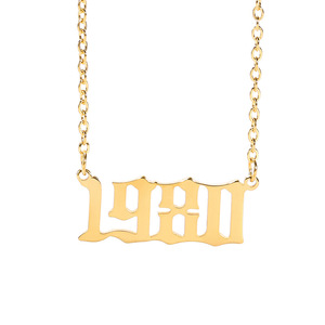 Oldภาษาอังกฤษ 1980 ถึง 2024 18K Gold Platedจํานวนสร้อยคอจี้เครื่องประดับสแตนเลสBirthปีสร้อยคอสําหรับ<span class=keywords><strong>วัน</strong></span><span class=keywords><strong>เกิด</strong></span> - Product Image 1