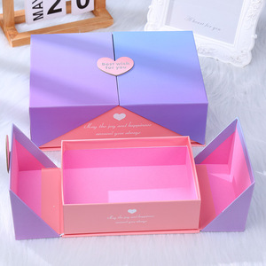 <span class=keywords><strong>Caja</strong></span> de regalo magnética de corazón con doble puerta abierta de color degradado creativo romántico personalizado <span class=keywords><strong>caja</strong></span> de embalaje de regalo para el cuidado de la piel de fiesta de San Valentín - Product Image 1