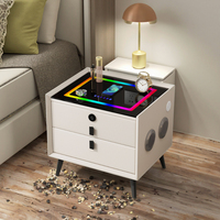 Table de chevet intelligente à chargement sans fil sept couleurs, table de chevet polyvalente