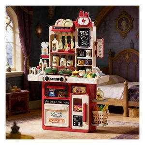 Kids Cooking Toy Kitchen Workshop Simulation Stove Sink Pantry <b>Shelf</b> Creative Role Imagination Educational Home Playtime - Product Image 6