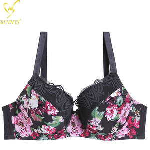 Binnys 38E, sujetadores de talla grande de alta calidad para mujer, ropa interior de nailon con estampado de flores para mujer, Sostenes sin tirantes con aros transpirables - Product Image 4