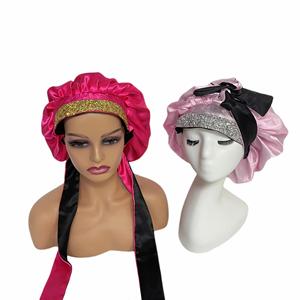 Bonnet de nuit en satin scintillant pour enfant avec logo personnalisé, large bande douce pour cheveux bouclés, tresses, bonnet en soie, cadeau - Product Image 1