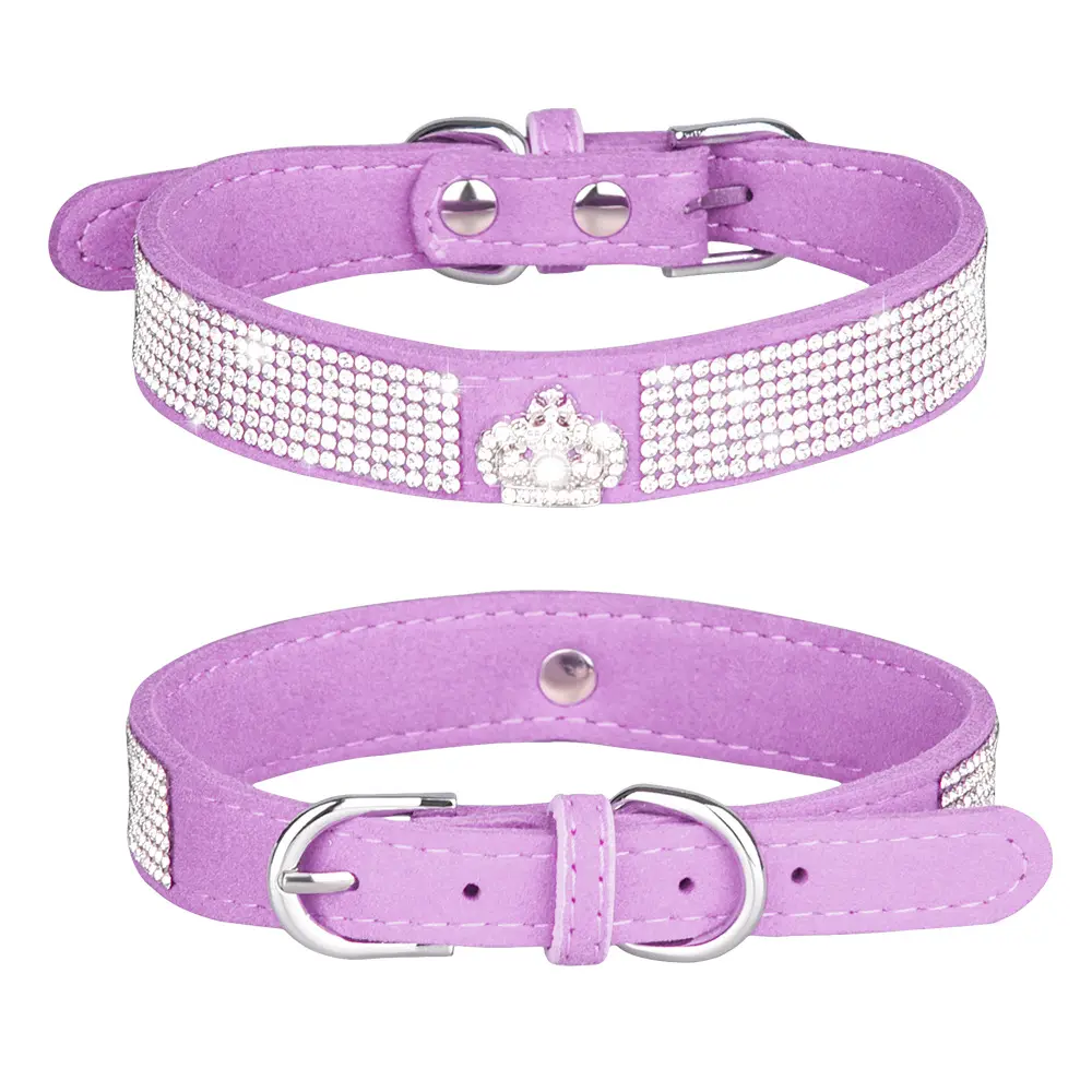 Rhinestone Buckle Pet Collar Velvet Dog Leash for Dogs and Cats Stylish and Comfortable Luxury HY Solid Bowknot 7 Colors 100
