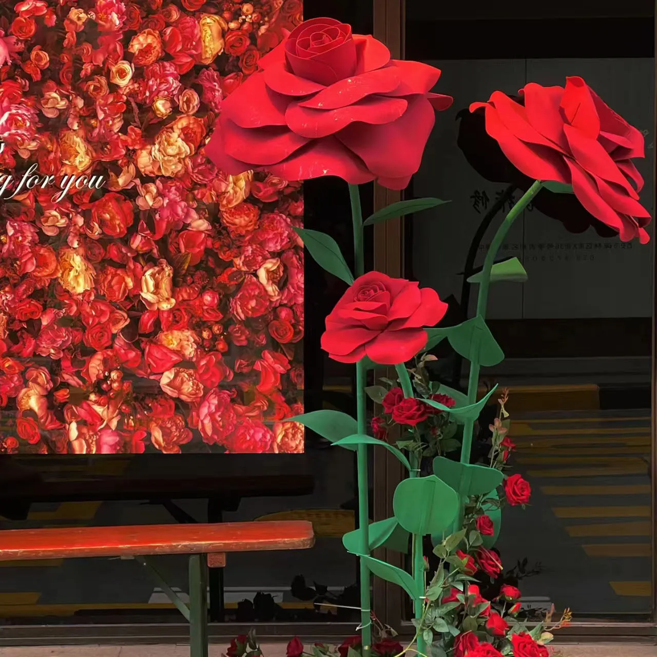 豪華な手作り造花EVAローズ30-150cmウェディングホームストリートアクションスタートビジネスデコレーション写真小道具