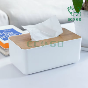 Organizador multifuncional para servilletas, contenedor, caja de pañuelos, soporte moderno para pañuelos con tapa de madera de bambú - Product Image 1