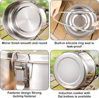Geur-Proof 3 Stuks Ronde Voedsel Opslag Container Vers Houden Doos Roestvrij Staal Bento Lunchbox Met Stalen Deksels Voor Kamperen