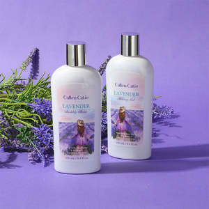 Precio de fábrica personalizado OEM y ODM Gel de ducha de limpieza púrpura Lavanda Aroma Baño Spa Juego de regalo Vacaciones con bolsa de viaje Loción corporal - Product Image 2