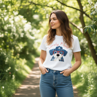 Camiseta con Estampado de Perrito Adorable, 100% Algodón Jersey 210GSM, Ropa Casual para Mujer, Transpirable y Duradera