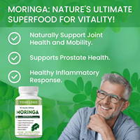 Suppléments à base de plantes Capsules de Moringa 500 MG Soutenir le système immunitaire et le métabolisme Capsules de feuilles de Moringa Superfood vert