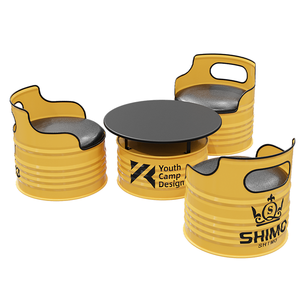 Conjunto de Barra de <span class=keywords><strong>Bar</strong></span> Comercial Moderno con Estructura de Hierro y Cubierta de Vidrio Transparente, Combinación de Mesa y Sillas para Cafetería, Oficina o Área de Descanso - Product Image 6