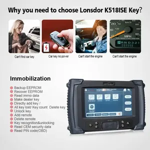 مبرمج مفاتيح Lonsdor K518ISE بالإضافة إلى محاكي مفاتيح ذكية LKE ومحول سوبر ADP 8A 4A يدعم جميع مفاتيح Toyota / Lexus المفقودة A ++