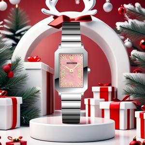 Reloj de Lujo Ligero para Mujer, Color Rosa, Navideño, de Acero Inoxidable, con Logotipo Personalizado, Diseño Cuadrado de Cuarzo, Regalo Empresarial para Jóvenes - Product Image 4