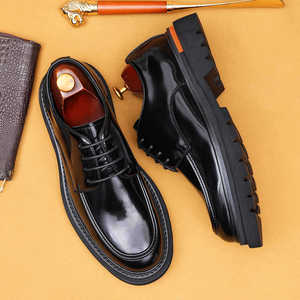2025 nouveauté hommes chaussures en cuir véritable semelle épaisse Style britannique affaires décontracté brillant hauteur augmentant léger - Product Image 3