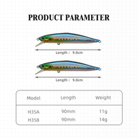Leurre artificiel Hessen H35 imprimé en acier inoxydable, 11g/14g, 90mm, coulant, type Minnow, pour la pêche au bar et à la carpe en eau salée