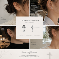 Original-Design 925 Sterling Silber Handgefertigte Mini-Ohrstecker in Kreuzform für Damen, Hochzeit, Jubiläum, Party