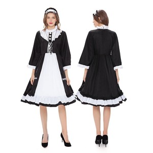 Cosplay Maid Costume Black <b>White</b> Dress With <b>Apron</b> Anime Stage Outfit Adult Size - Product Image 1