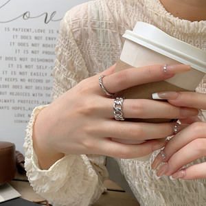 Yinruitai S925 Sterling Silver <b>Open</b> Finger <b>Ring</b> Women French Style Minimalist Design Platinum Color Everyday Wear - Product Image 1