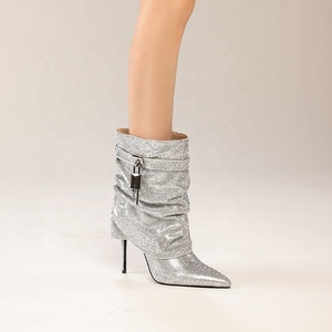 كعب خنجر مترهل للنساء مع إصبع مدبب وقفل ساتان لامع وخيارات الفهد - Product Image 6