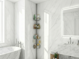 Estante de Almacenamiento de Esquina para Ducha de 4 Niveles, Moderno, de Acero Inoxidable, Sin Perforaciones, para Apartamentos y Hoteles - Product Image 5