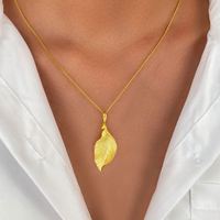 Nouvelles Idées de Produits 2025 Vente en Gros Argent Sterling 925 Élégant Automne Longues Feuilles Pendentif Plaqué Or Bijoux pour Femme