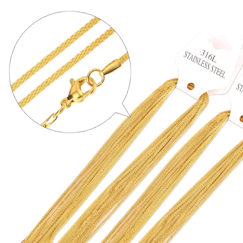 Edelstahl vergoldete Seil kette Halskette Frauen Goldene Kette Flache Halskette