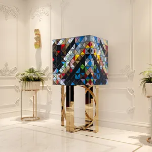 Customized Luxury Royal Colorful Handmade Painting Storage Wine Cabinet Home Furniture Living Room Wood Display Cabinet