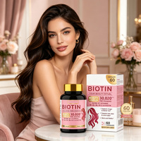 Biotine haute puissance 30 020 mcg avec collagène et vitamines pour la santé des cheveux, de la peau et des ongles, complexe beauté, complément alimentaire en capsules