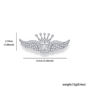 Broche Weiman simple et polyvalente en forme d'aile d'aigle avec perles et pompons, exquise et élégante, en zircon, pour fêtes d'enfants, en alliage plaqué - Product Image 6