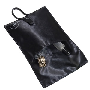 Pochette cadeau en satin noir avec ruban, logo personnalisé, emballage cosmétique et parfum, sac enveloppe en satin - Product Image 4