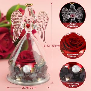 Nuovo design in vetro angel figurine per sempre rose conservate fiore eterno regalo di fiori per le donne - Product Image 3