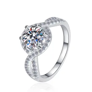 Paar Verloving Bruiloft Diamanten Ring Moissanite Gra Certificaat 925 Zilveren Sieraden