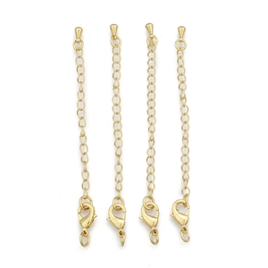PandaHall Long-Lasting Plated Real 24K <strong>Gold</strong> Plated Platinum Plated Brass <strong>Chain</strong> <strong>Extender</strong> with Lobster Claw Clasps and Bead Tips - Product Image 1