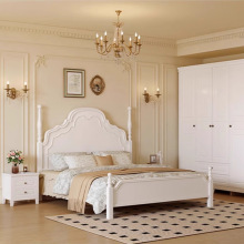 French Solid Wood 1.8m <b>Double</b> <b>Bed</b> Master Bedroom 1.5m Cream Style Pure White Princess American Storage <b>Bed</b> - Product Image 6