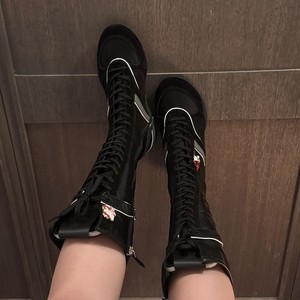 <span class=keywords><strong>Scarpe</strong></span> da Donna Personalizzate dal Produttore, Stile Boxer con Suola Piatta e Lacci, Stivali Lunghi, <span class=keywords><strong>Scarpe</strong></span> Casual da Passeggio per Signore - Product Image 4