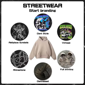 Felpa <span class=keywords><strong>da</strong></span> uomo in cotone Unisex con cerniera larga con motivo a forma squadrata a tracolla spessa oversize per uomo - Product Image 6