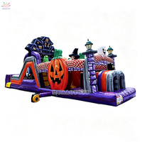 Parcours d'obstacles gonflable géant en PVC pour usage commercial, aire de jeux d'Halloween, trampoline, château gonflable, thème sportif pour enfants, portable, 3 ans