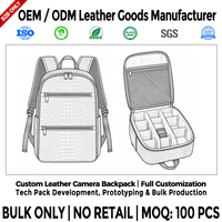 Sac à dos pour appareil photo en cuir PU gaufré crocodile, fabrication OEM/ODM sous marque privée, dos bien ventilé, MOQ 100, fabricant en gros