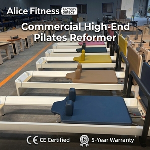 Reformer de Pilates de <span class=keywords><strong>Madera</strong></span> de Guatambú con Marco de Aleación de Aluminio de Grado Comercial, Color Rosa Caramelo, Ajustable, Duradero y Ecológico para Estudio de Pilates - Product Image 2