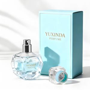 Premium Facettierte Glas-Parfümflasche mit Kristallverschluss & Maßgefertigtem Blauen Geschenkbox-Set - Product Image 3