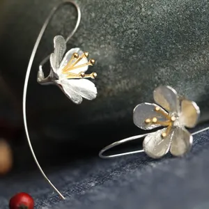 925 Silber Blume Lange Quaste Ohrringe Für Frauen Thai Prozess Elegante Dame Sterling Silber Schmuck Kostenloser Versand