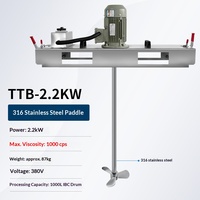 XUANLE Mezclador Vertical de Tambor IBC de 1 Tonelada de Acero Inoxidable 316 Anticorrosión con Motor y Paleta de PTFE para Salmuera, Ácido y Sosa Cáustica, 1 Año de Garantía