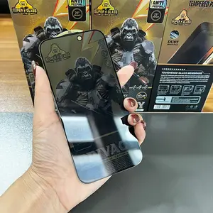 25 Anti-espion anti-poussière téléphone verre trempé Film ESD noir King Kong protecteur d'écran de confidentialité pour 13 Pro max 14 Plus 15 Promax