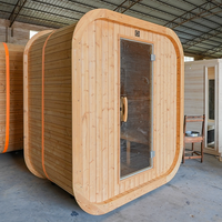 Luxuriöse Outdoor-Quadrat-Sauna, 2-4 Personen Freistehende Holz-Fass-Sauna mit Elektroofen, Bereit für den Garten-Einsatz