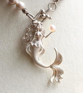 ZHENXUN S925 Collier en argent pur avec pendentif sirène princesse des contes de fées, perle, queue de poisson, cadeau pour petite amie, design original - Product Image 5