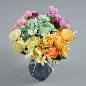 Flores artificiales de seda, peonía de cinco cabezas, hogar, jardín, <span class=keywords><strong>restaurante</strong></span>, decoración de boda, ramos de peonía de seda sintética - Product Image 3