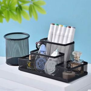 4-Compartment Metal Mesh Desk Organizer Office Stationery Pen Holder and Pencil Cup Desktop Supply Organizer - Product Image 3
