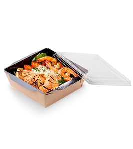 ชามสลัดกระดาษคราฟท์ขนาด 900 มล. พร้อมฝาใสกันรั่ว สำหรับอาหารแบบนำกลับบ้าน โชว์สินค้าได้ พร้อมสกรีนโลโก้ตามสั่ง ขายส่ง - Product Image 3