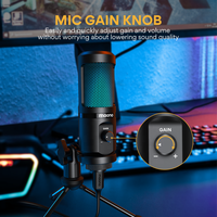 Nouveau microphone de jeu RGB MAONO avec contrôle de gain, microphone de bureau, microphone pour podcast, microphone USB pour les joueurs, microphones de jeu