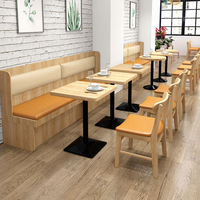 Sièges et tables personnalisés pour la restauration rapide, ensemble de meubles de restaurant, banquettes en bois, table et chaises de salle à manger, ensembles de restaurant