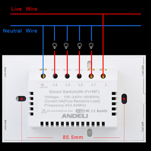 ANDELI Tuya Bảng Kính Cuộc Sống Thông Minh Công Tắc Cảm Ứng Tiêu Chuẩn Mỹ/AU Đèn Điều Khiển Giọng Nói Dòng Lửa Đơn/Không Dây Công Tắc Gắn Tường - Product Image 5